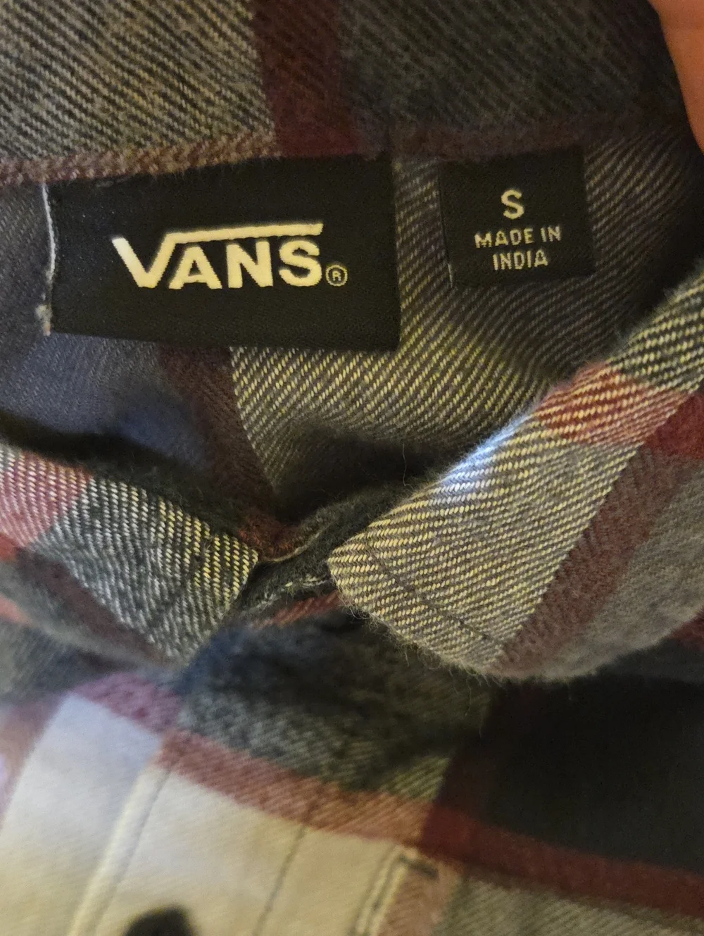 Vans Gray, Black & Maroon 100% Cotton Plaid Button-Down Shirt Boys Size S